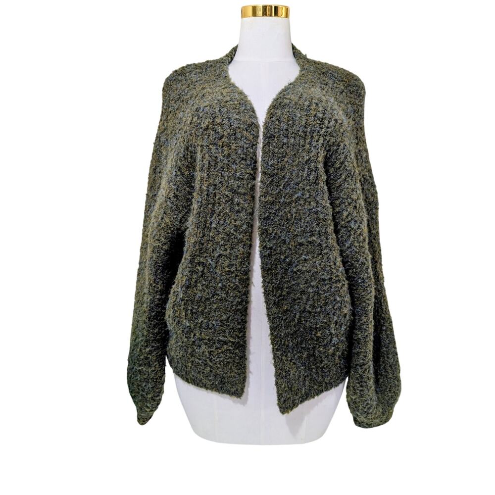 Grade & Gather Green Blue Boucle Oversized‎ Cardigan Sweater M